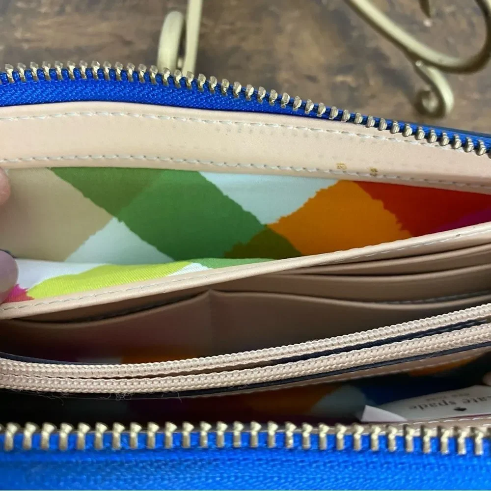 Kate Spade Neda Grand Street pebbled leather zip-around wallet in royal blue